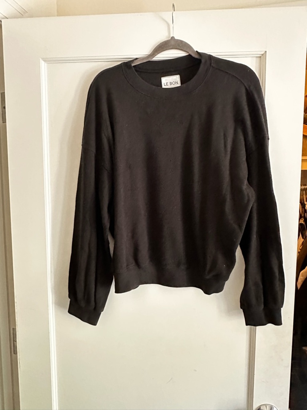 Le Bon Shoppe Black Pointelle Crewneck Sweatshirt - Picture 10 of 13